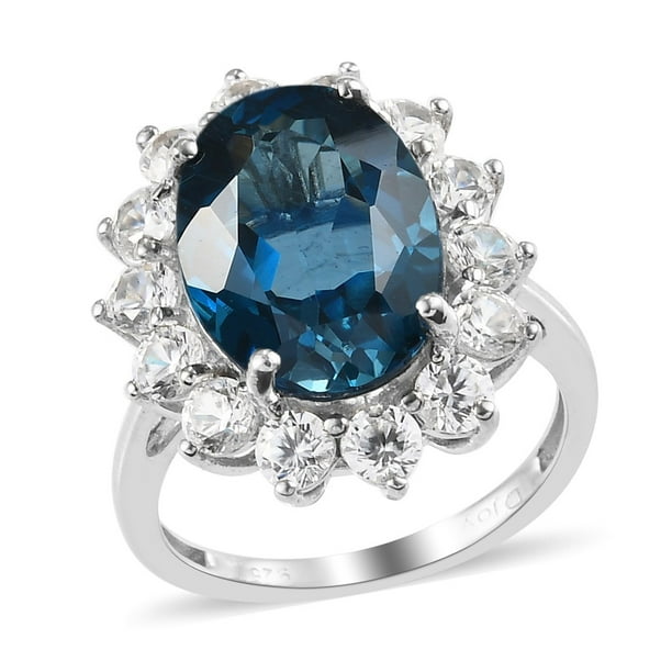 Women Heart Aquamarine Ring 925Silver Wedding Jewelry Sapphire Zircon Blue Topaz